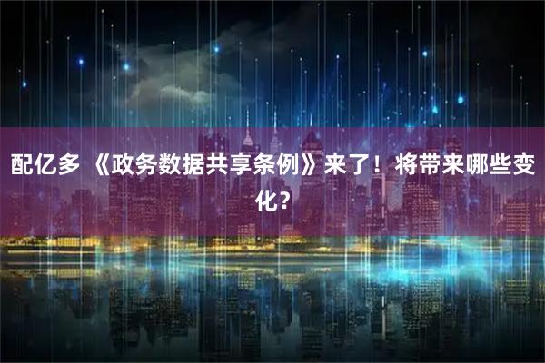 配亿多 《政务数据共享条例》来了！将带来哪些变化？